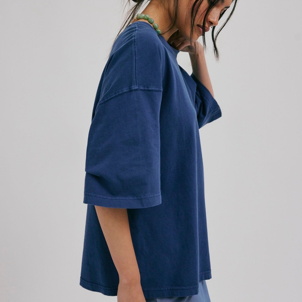 We The Free Deep Blue Boxy Short-Sleeve Tee